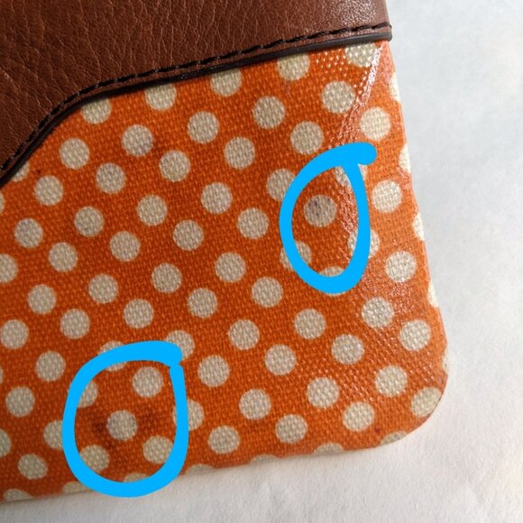 Fossil Polka Dot Wristlet Orange Key-per Wallet - Picture 10 of 10